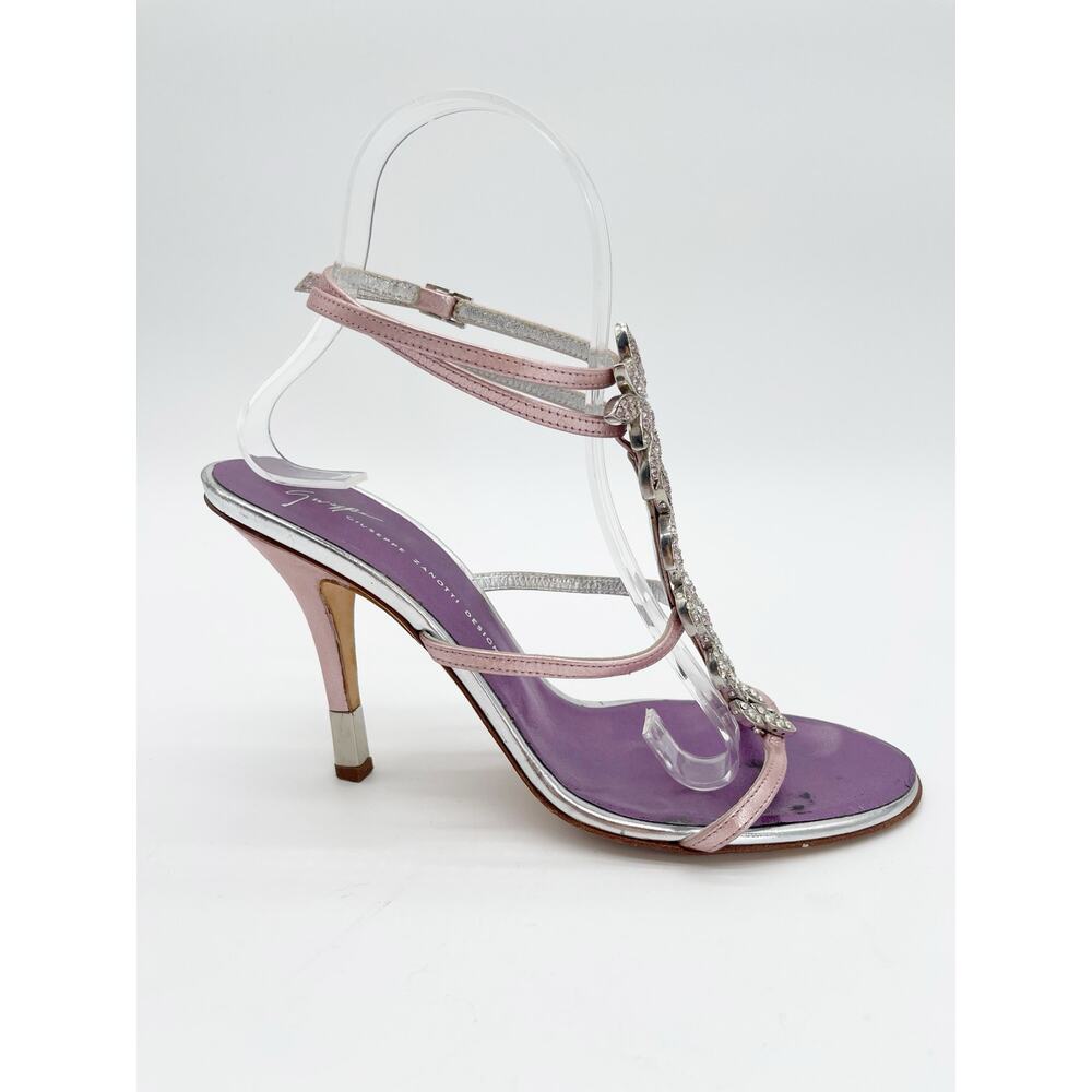Giuseppe Zanotti Vintage Pink Metallic Crystal Embellished Strappy Sandals IT 38 - Picture 3 of 15